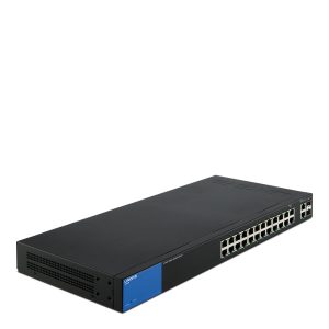 Linksys Business LGS326 conmutador Gigabit inteligente administrado de 24 puertos, con 2 puertos Gigabit y 2 puertos SFP – FrontViewImage+
