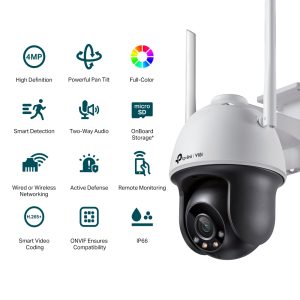 VIGI C540-W Cámara de red con giro e inclinación Wi-Fi a todo color para exteriores de 4 MP